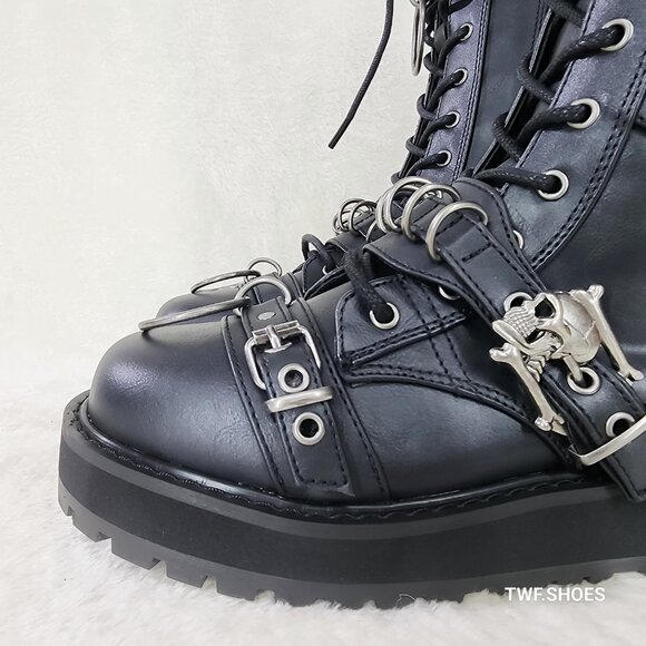 Valor Goth Combat Biker Ankle Boots Black Matte Men US Size - Picture 12 of 13